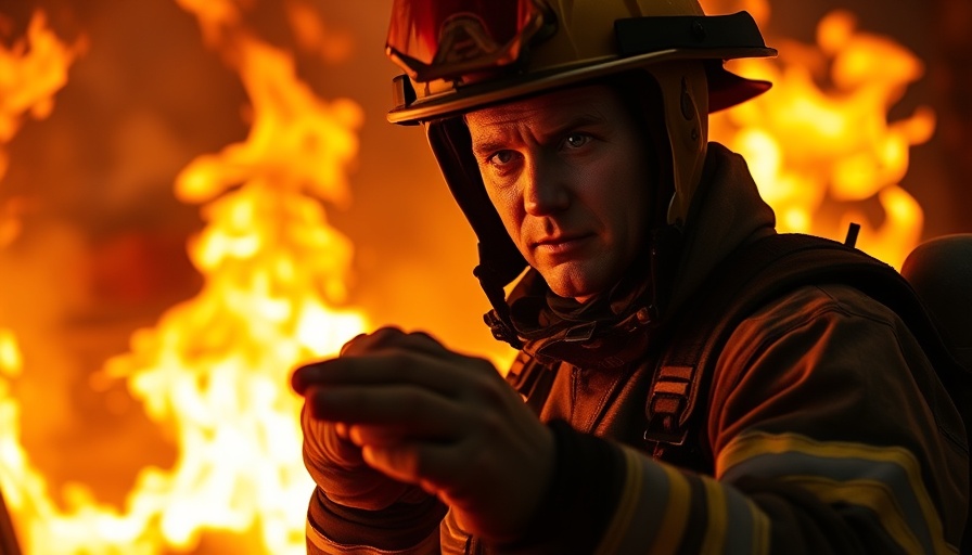 Firefighter battling Jones Road Wildfire Ocean County flames.