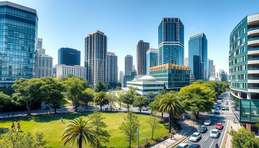 Modern urban cityscape in Houston with high-rise buildings.
