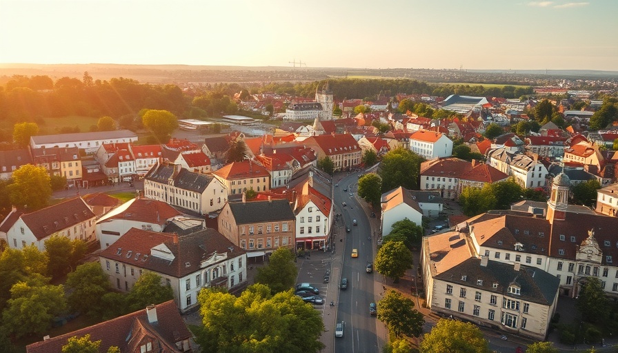 Scenic aerial view of a charming town, potential best place to live in 2025.