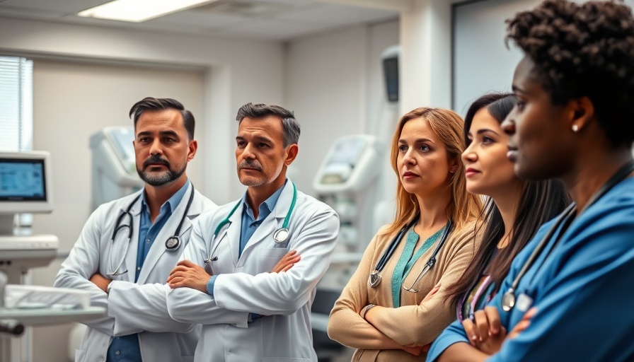 Diverse medical team discussing young-onset dementia.