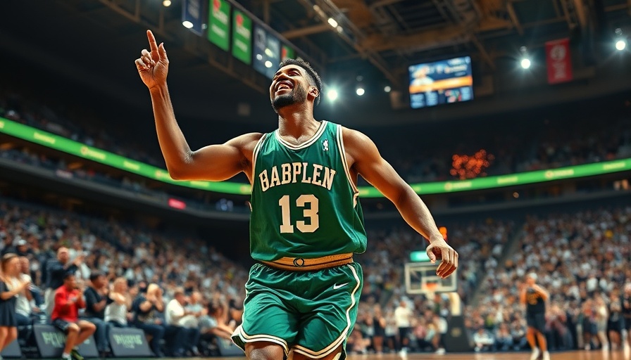 NBA playoffs excitement with player celebrating a great performance.
