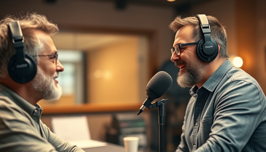 Podcast discussion about opioid crisis insights with two men in studio.