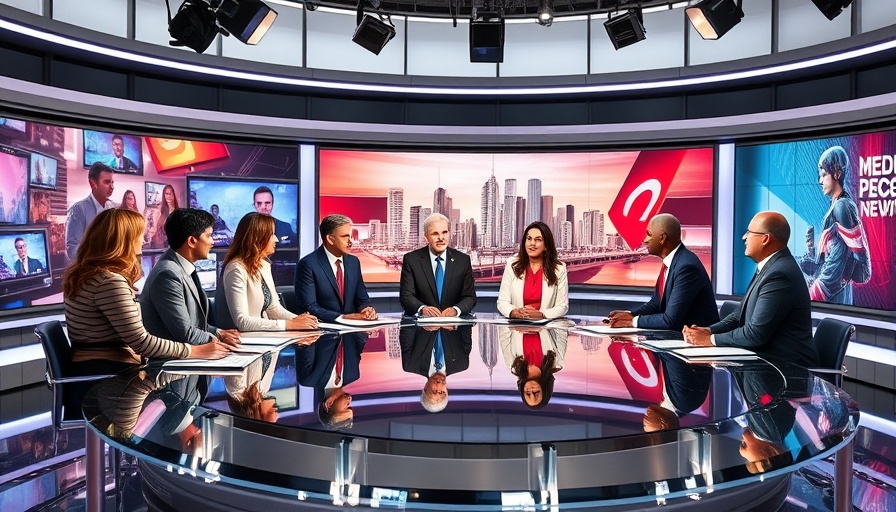 Newscasters delivering national news headlines in a modern studio.