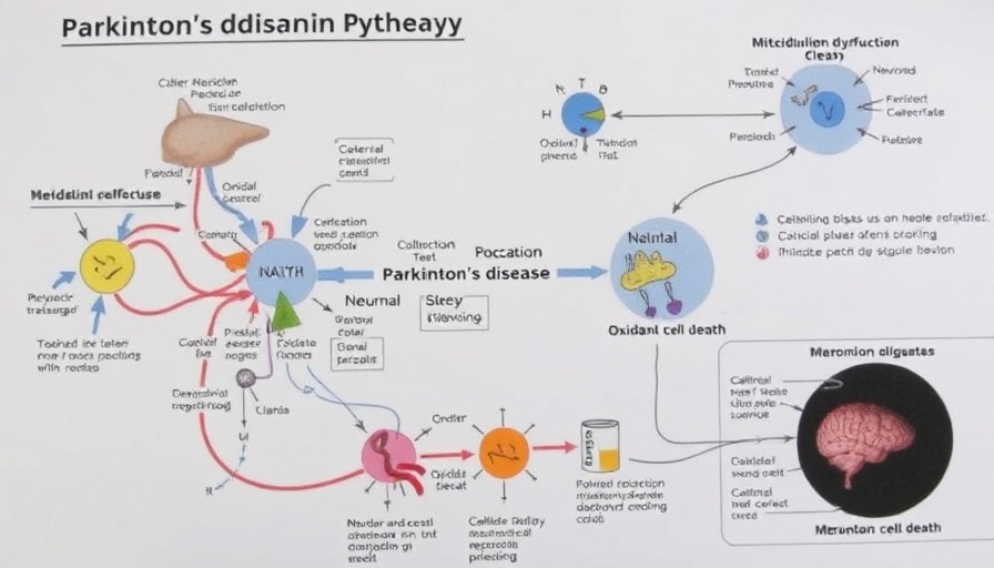 Diagram showing metabolic drivers in Parkinson's disease.