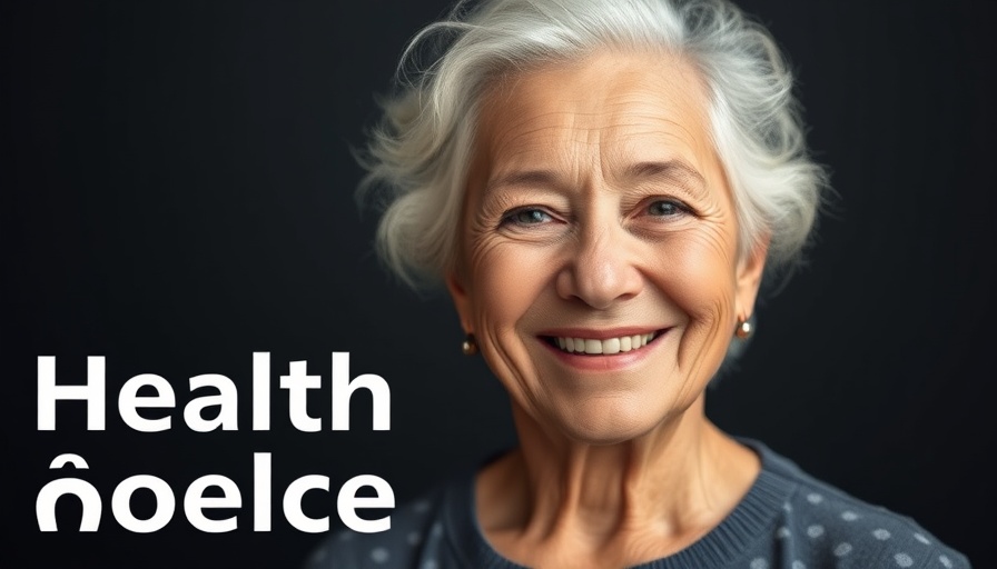 Elderly woman smiling warmly, promoting live younger longer tips.