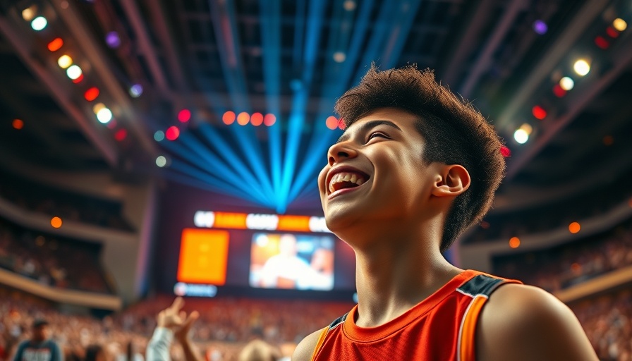 A moment he'll never forget: young athlete's emotional reaction on stage.