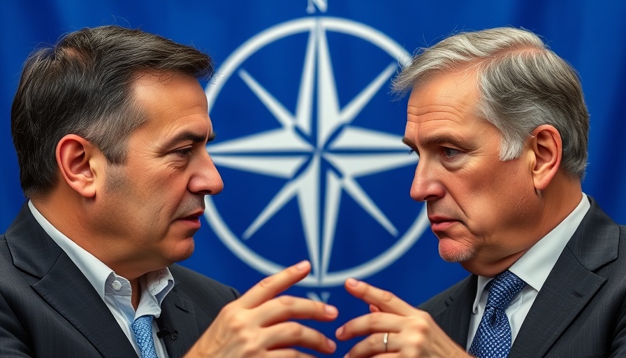 Men discussing NATO defense spending with serious expressions.