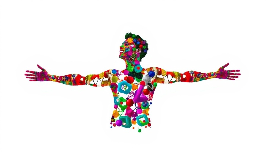 Exposomics in health science visual: Molecule silhouette.