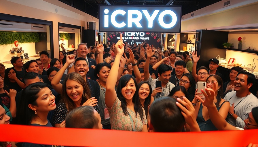 Crowd celebrating at iCRYO Highland Village opening.