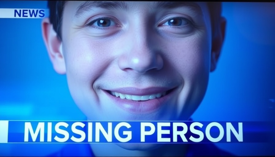 Broadcast graphic about a missing student on US campuses.