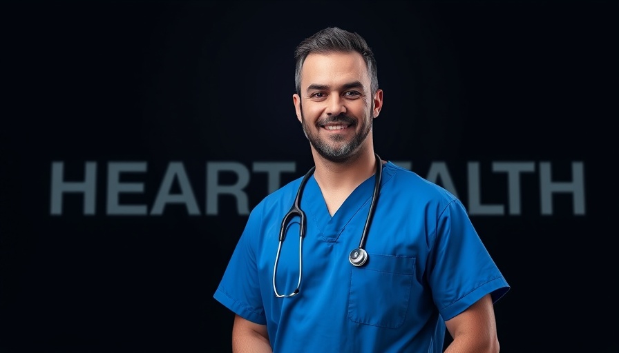 Confident man promotes heart healthy foods in bold text.