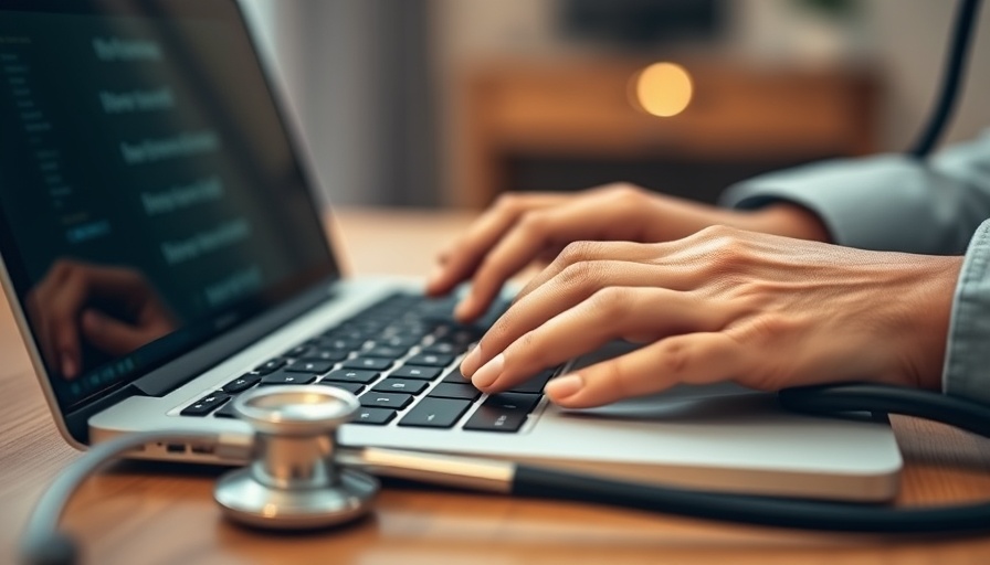 Hands typing near a stethoscope symbolizing affordability for cancer drugs.