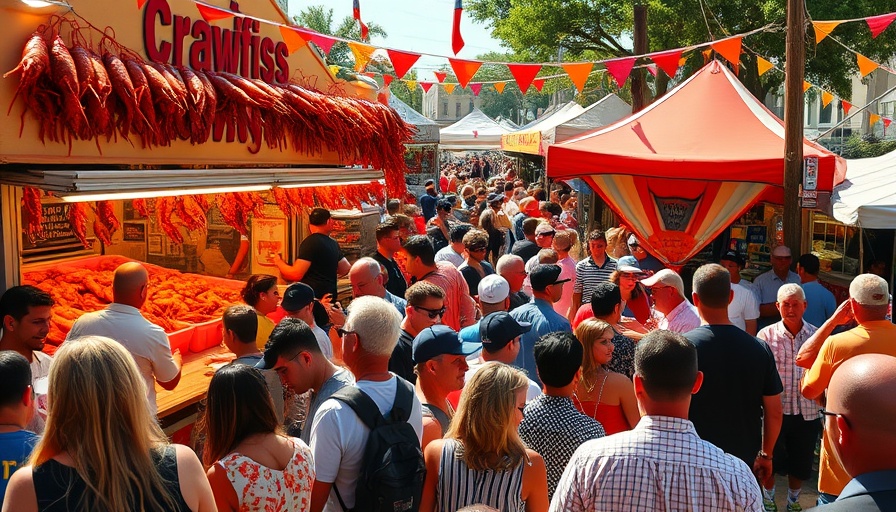 A Taste of New Orleans at Fiesta 2025: lively crawfish stall.