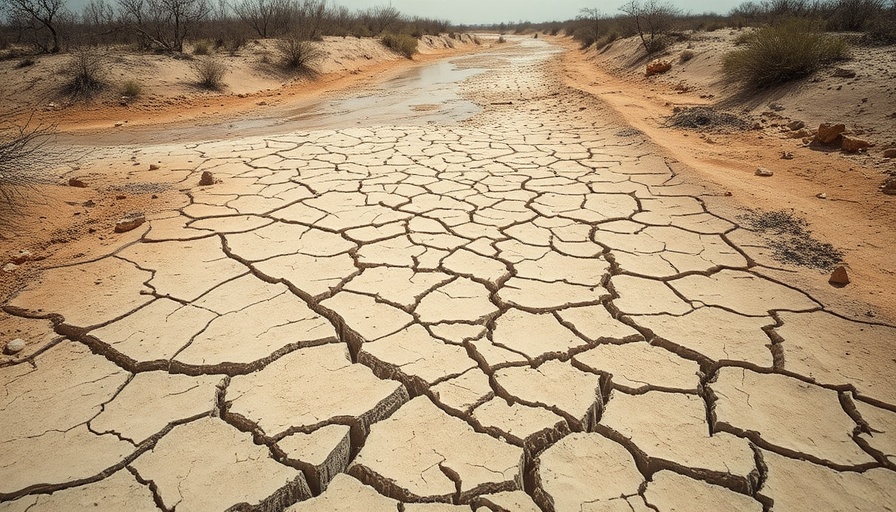Severe drought and dry riverbed representing Texas water crisis.
