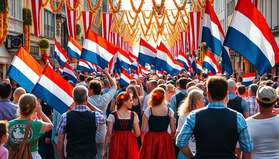 Festive Kingdom of the Netherlands National Day celebration parade.