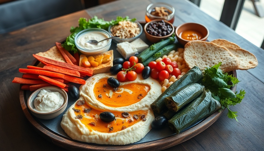 Exquisite Mediterranean dishes in Frisco on a rustic table.