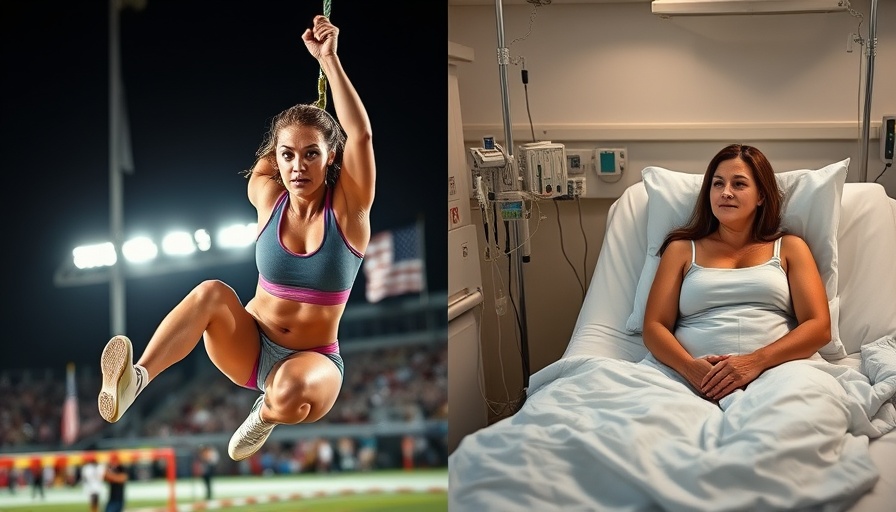 Dynamic athletic woman and serene woman in hospital setting illustrating ulcerative colitis mental health strategies.