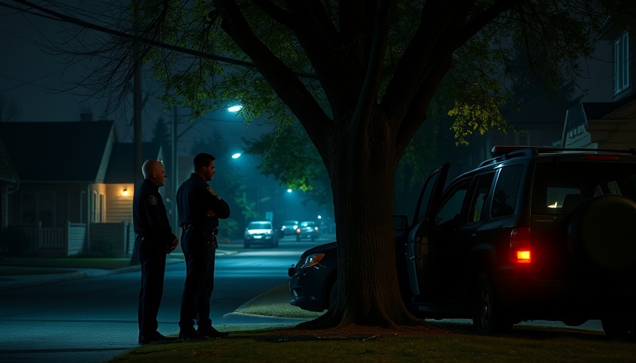 Police activity in a dimly lit San Antonio street, related to crime reports.
