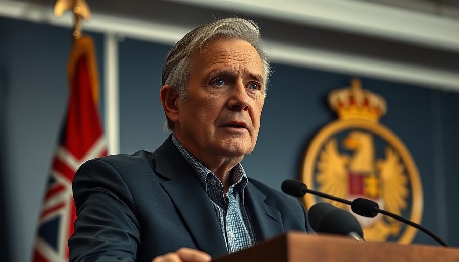 National news headlines featuring a man speaking at a podium.
