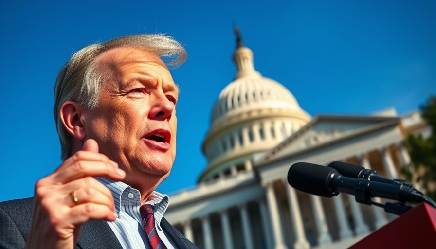 Medicare updates statement by a speaker in front of Capitol.