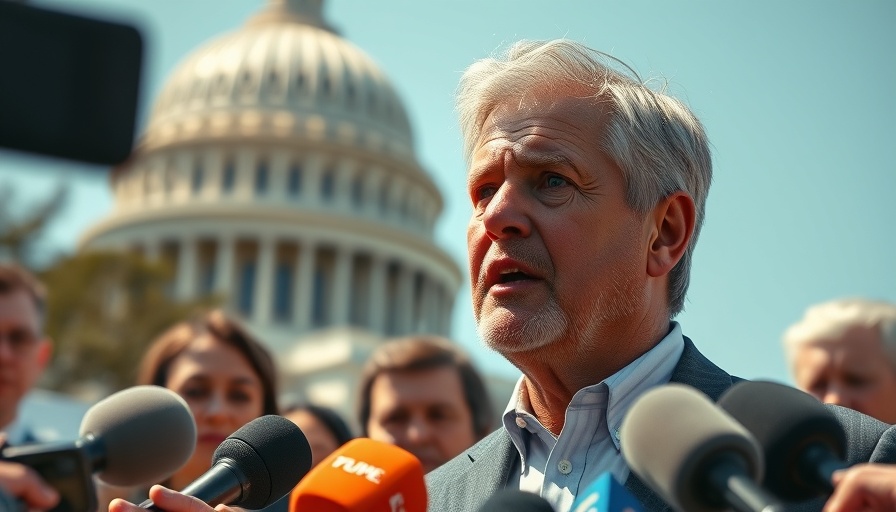 Man discusses Medicare updates outside Capitol.