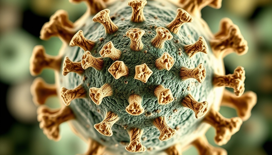 Intricate microscopic view of H5N1 virus structure.
