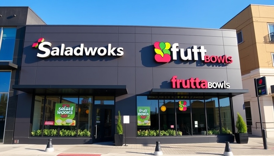 Modern Saladworks Frutta Bowls building exterior in San Antonio.