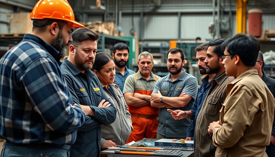 Skilled trades training for workers in an industrial workshop.