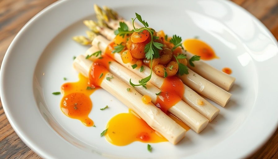 Gourmet dish featuring asparagus, a highlight of Houston dining.