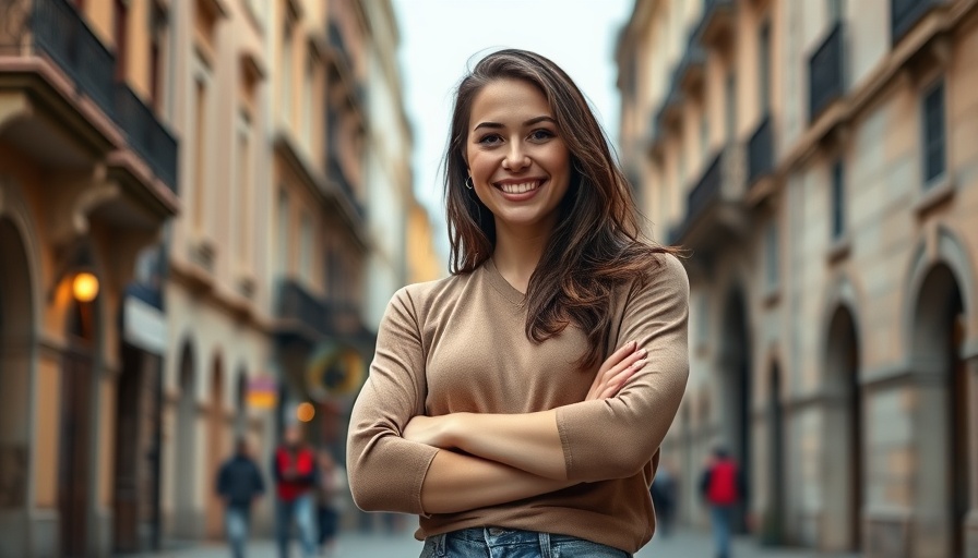 San Antonio business news: confident woman on city street.