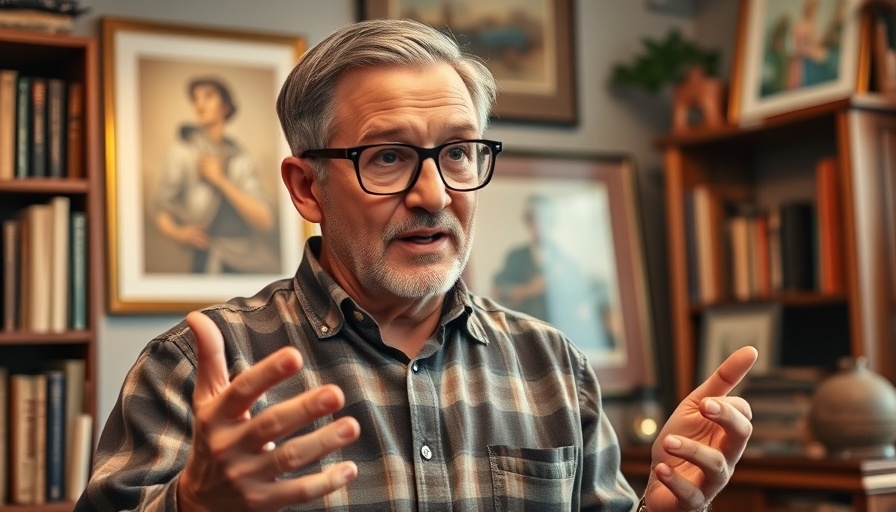 Man discussing media bias towards Biden in a cozy study