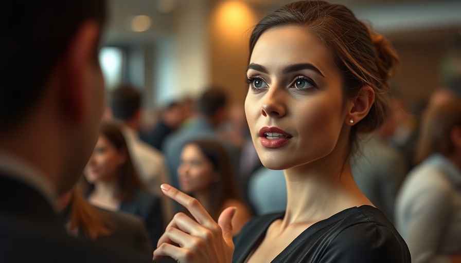 Elegant woman engaged in media interaction at event.