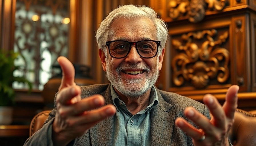 Friendly man in interview setting sharing insights.