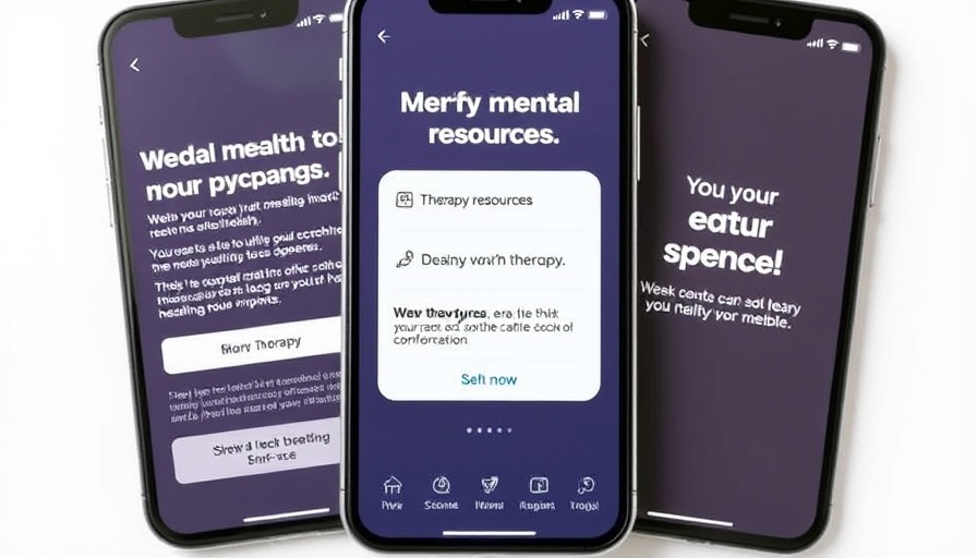 Therapy app interface on phones promoting health and wellness.