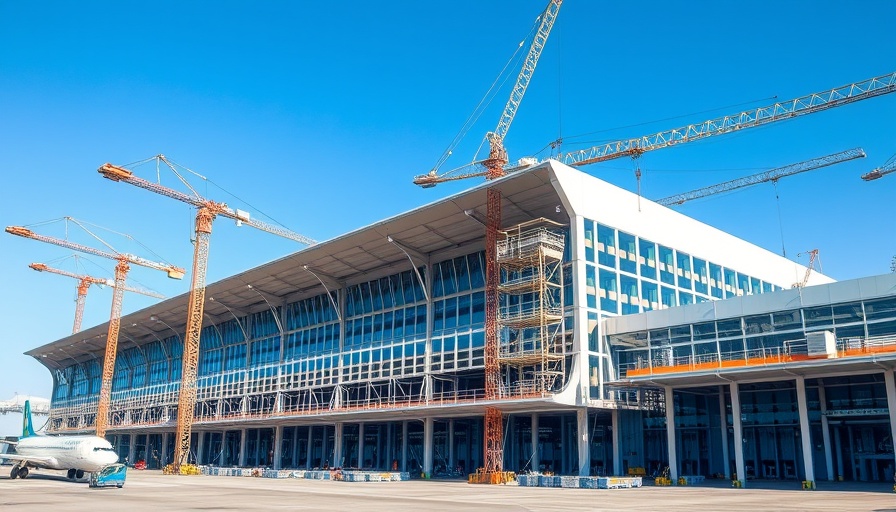 Dallas Fort Worth International Airport expansion construction scene.