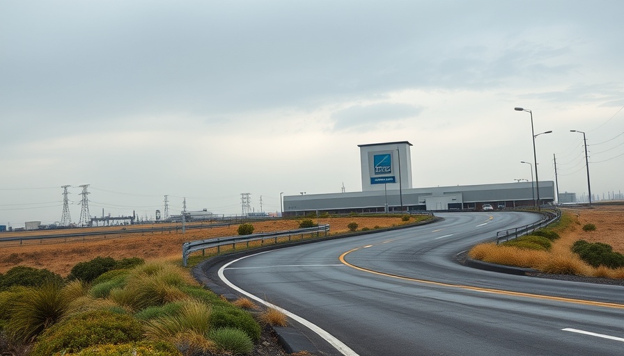 Signal Peak Silica site entrance under cloudy sky in Atascosa County