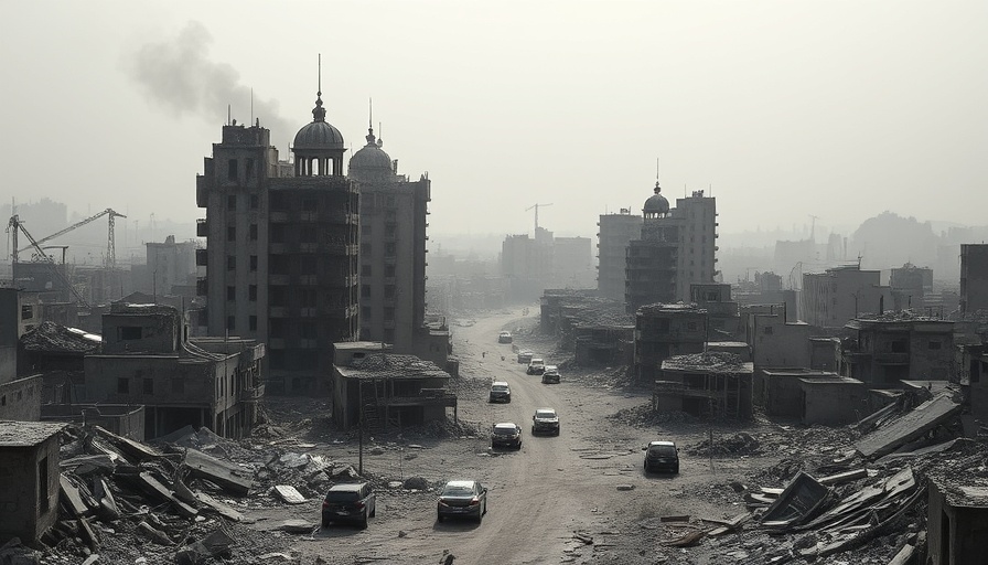 Ending Violence in Syria: Visual of war-torn city.
