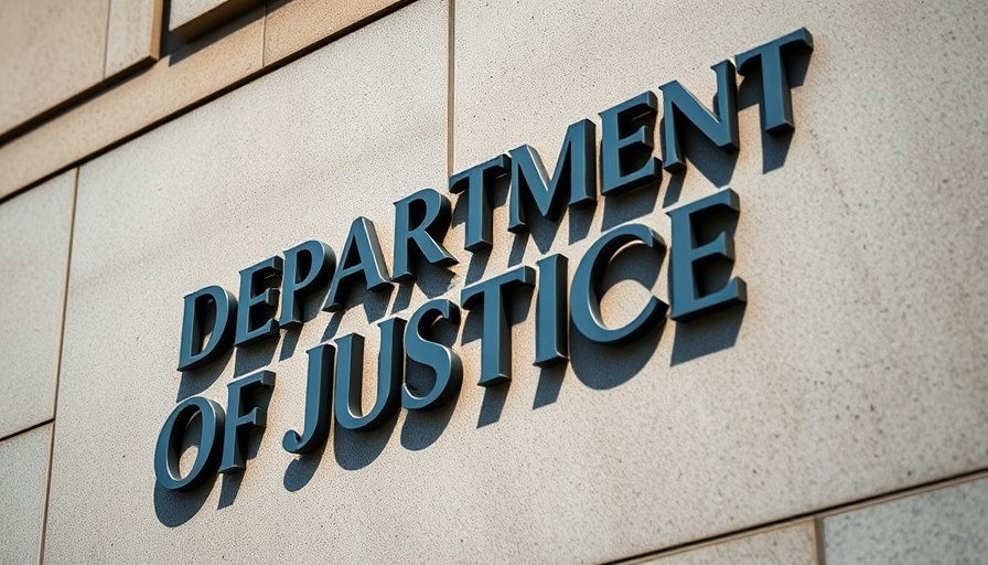 Department of Justice building sign related to Medicare Advantage kickbacks.