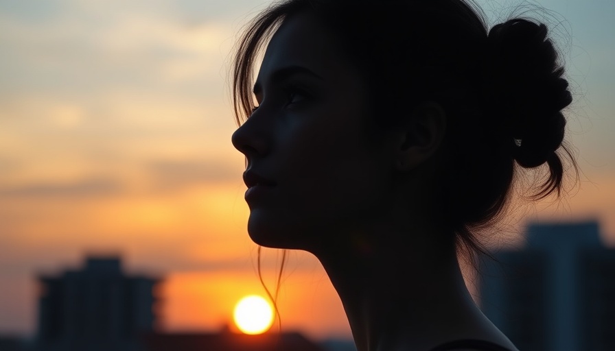 Silhouette of woman at sunset symbolizing health and wellness.