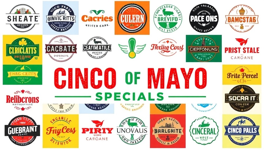 Logos for Cinco de Mayo specials in San Antonio.