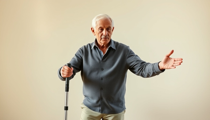 Elderly man using cane for balance, demonstrating how to prevent falls for seniors.