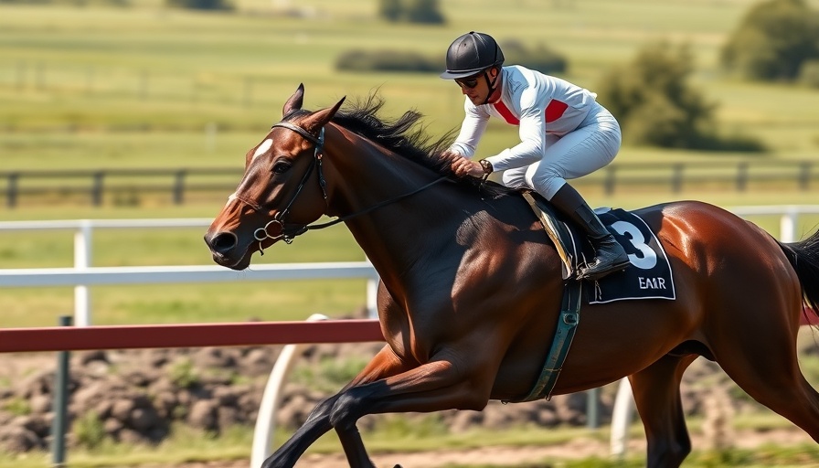 Kentucky Derby 2025 racehorse with jockey galloping on track.