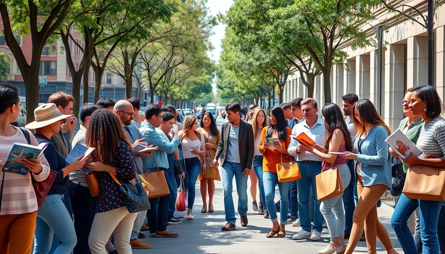 Community human chain moves Michigan bookstore books across sidewalk.