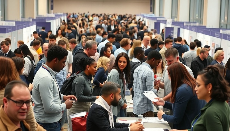 People at Houston METRO job fair interacting at booths.