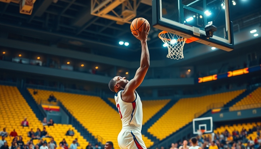 Basketball player dunking with crowd, pre-game excitement.