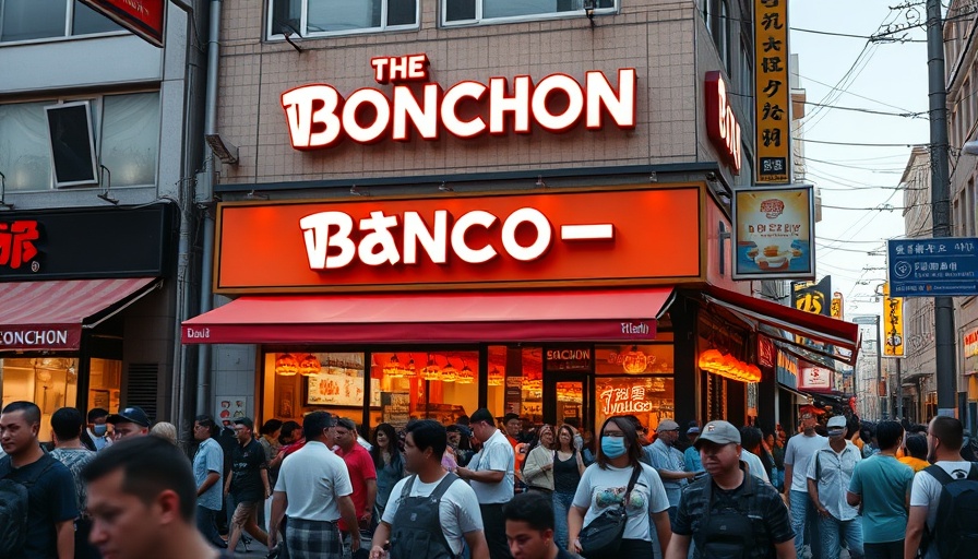 Bonchon opening in Flower Mound with bustling exterior.