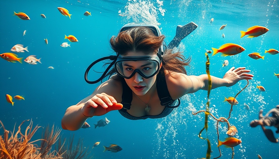 Graceful Haenyeo diver showcasing genetic adaptations underwater