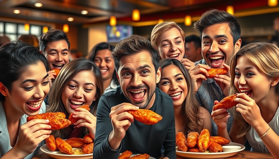 Excited diners savoring the best chicken wings in Houston.