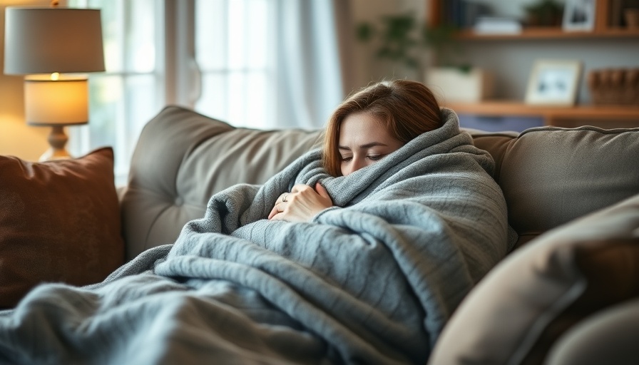 Woman resting on couch under blanket for natural immune support.