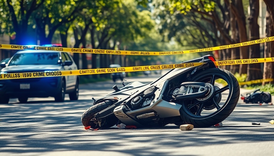 San Antonio local news captures police scene with overturned motorcycle.